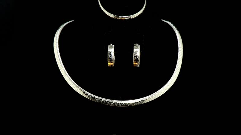 Omega Textured Zig-Zag Chain Necklace 20-22 Inches, Bracelet (7.50-9.50In) and Earrings in Stainless Steel, Durable Jewelry Set, Birthday Gift For Her