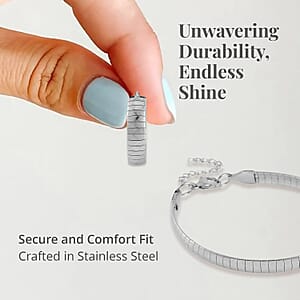 Omega Zig-Zag Texture Chain Necklace 20-22 Inches, Bracelet (7.50-9.50In) and Earrings in Stainless Steel, Durable Jewelry Set, Birthday Gift For Her