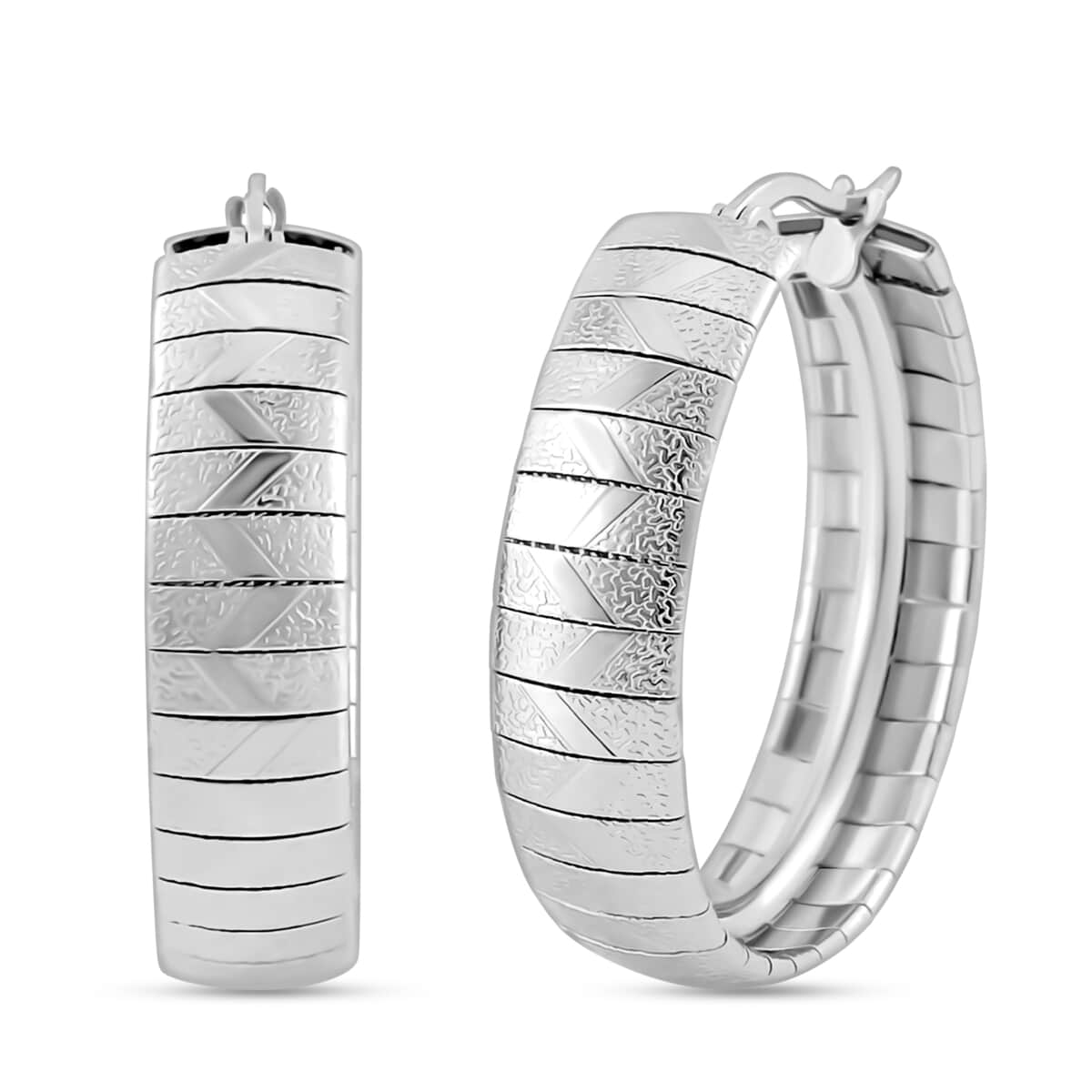 Omega Zig-Zag Texture Chain Necklace 20-22 Inches, Bracelet (7.50-9.50In) and Earrings in Stainless Steel, Durable Jewelry Set, Birthday Gift For Her image number 7