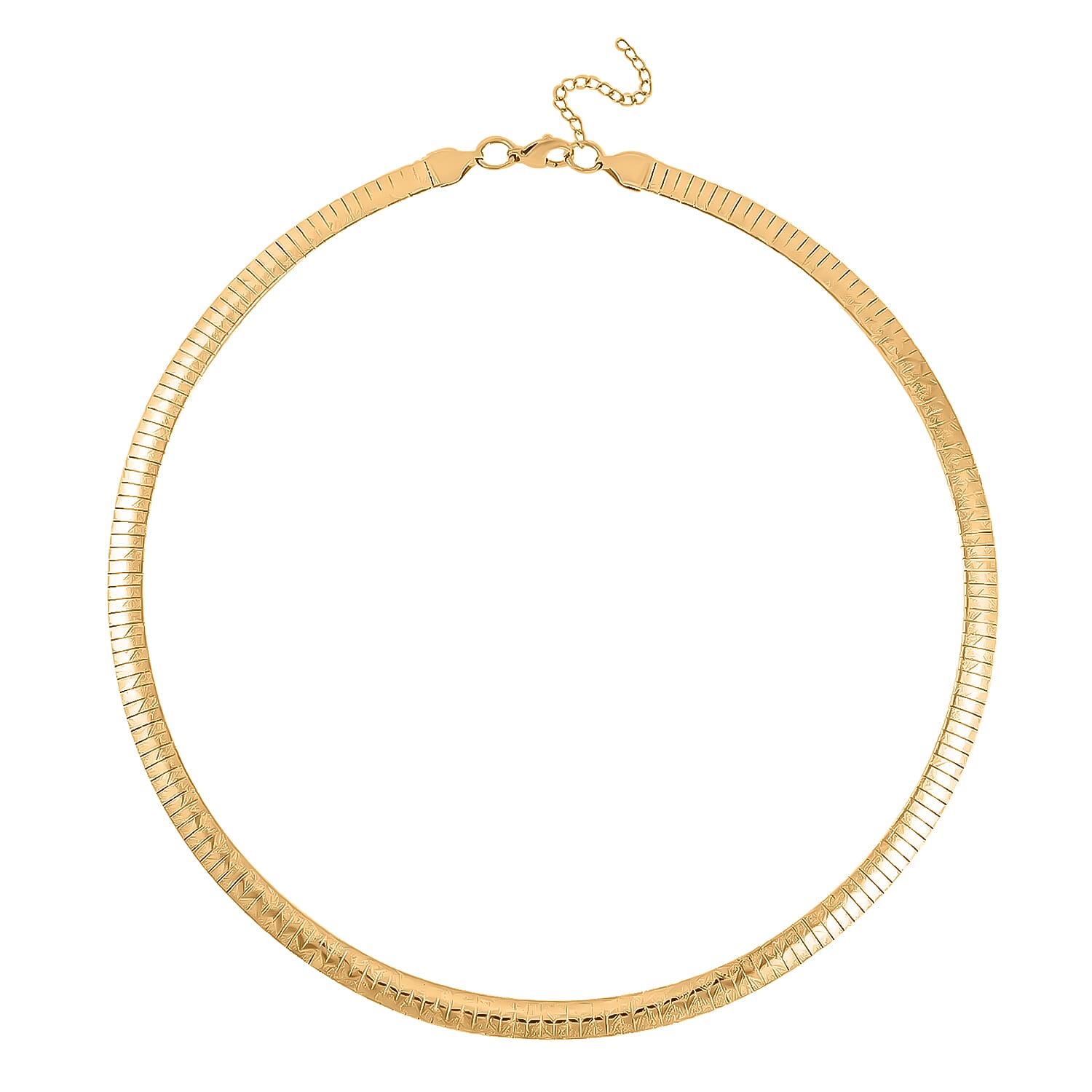 Omega Zig-Zag Texture Chain Necklace 20-22 Inches, Bracelet (7.50-9.50In) and Earrings in ION Plated YG Stainless Steel, Durable Jewelry Set, Birthday Gift For Her