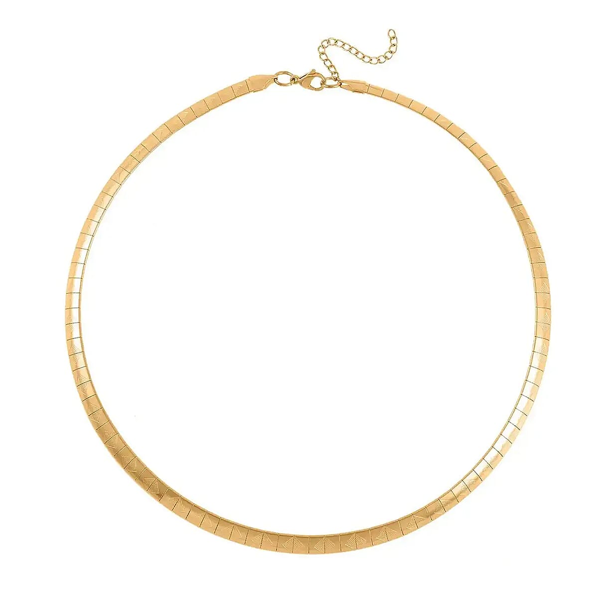 Omega Square Texture Chain Necklace 20-22 Inches, Bracelet (7.50-9.50In) and Earrings in ION Plated YG Stainless Steel, Durable Jewelry Set, Birthday Gift For Her image number 8
