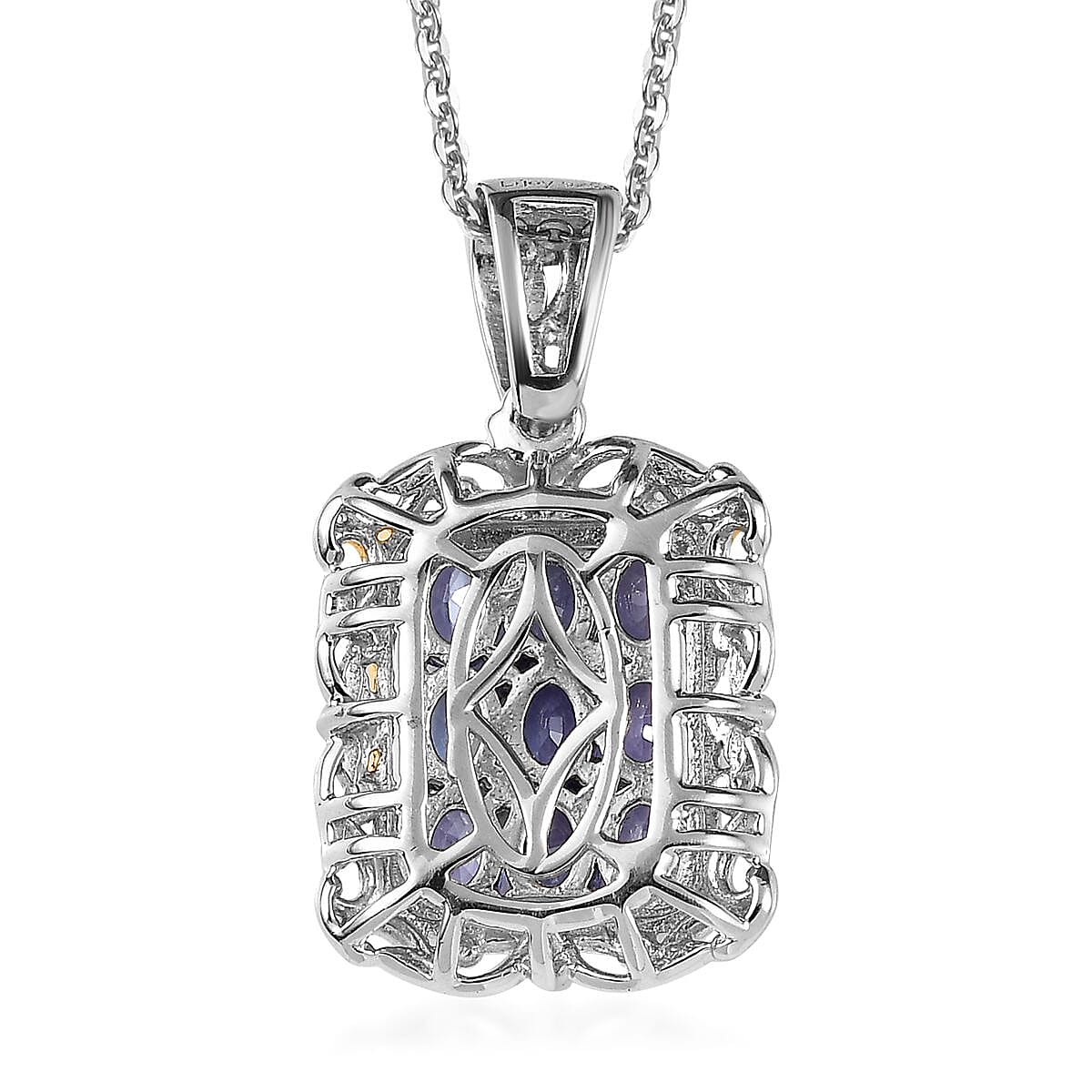 Tanzanite Pendant Necklace 20 Inches in Vermeil YG and Platinum Over Sterling Silver 1.40 ctw