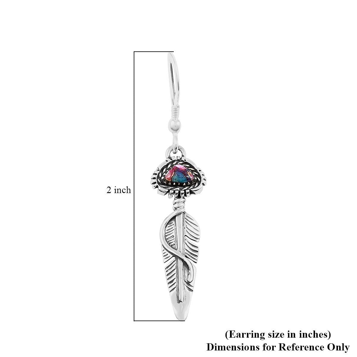Santa Fe Style Rainbow Turquoise Pendant and Earrings in Sterling Silver 2.50 ctw