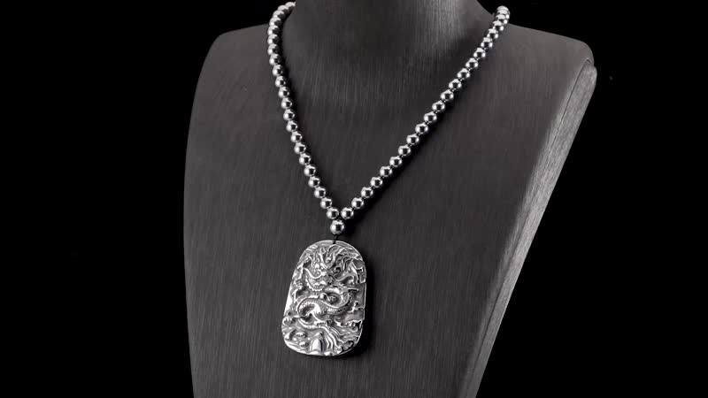 Terahertz Beaded Stretch Bracelet and Phoenix Pendant with Beaded Necklace 21 Inches in Sterling Silver 425.00 ctw