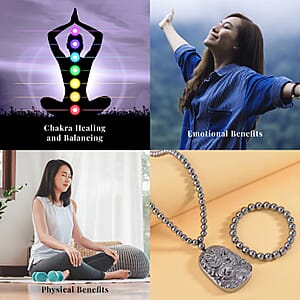 Terahertz 391.10 ctw Beaded Stretch Bracelet and Dragon Pendant Necklace (21 Inches) in Sterling Silver