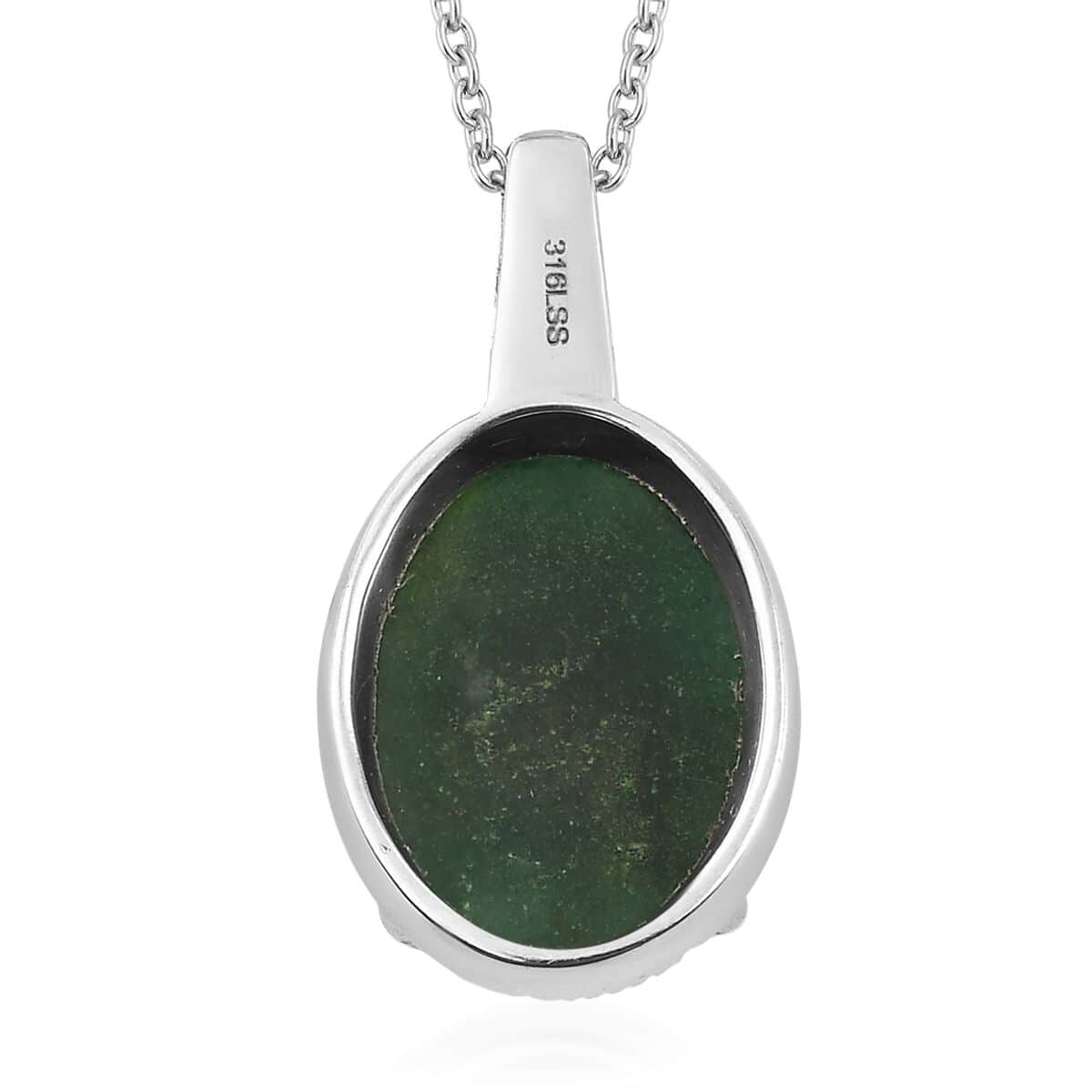 Green Aventurine Pendant Necklace (20 Inches) in Stainless Steel 16.50 ctw , Tarnish-Free, Waterproof, Sweat Proof Jewelry image number 3