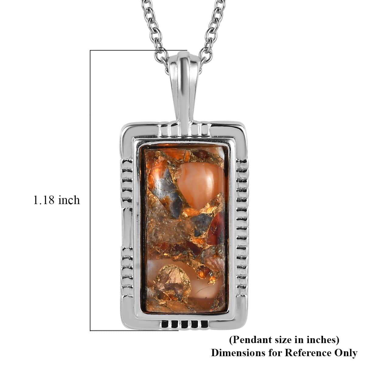 Matrix Meteorite Fire Opal Pendant Necklace (20 Inches) in Copper with Magnet and Stainless Steel 8.00 ctw , Tarnish-Free, Waterproof, Sweat Proof Jewelry image number 6