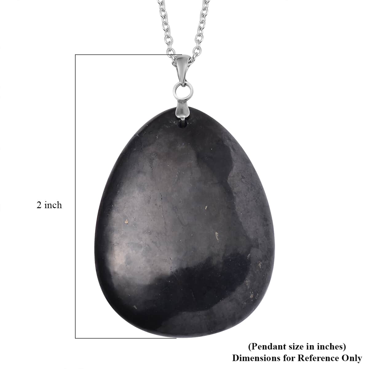 Shungite Pendant Necklace 24 Inches in Stainless Steel 85.00 ctw image number 5