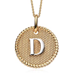 Mother’s Day Gift 14K YG and Platinum Over Sterling Silver Medallion Coin Initial D Pendant Necklace (20 Inches) (5.60 g)