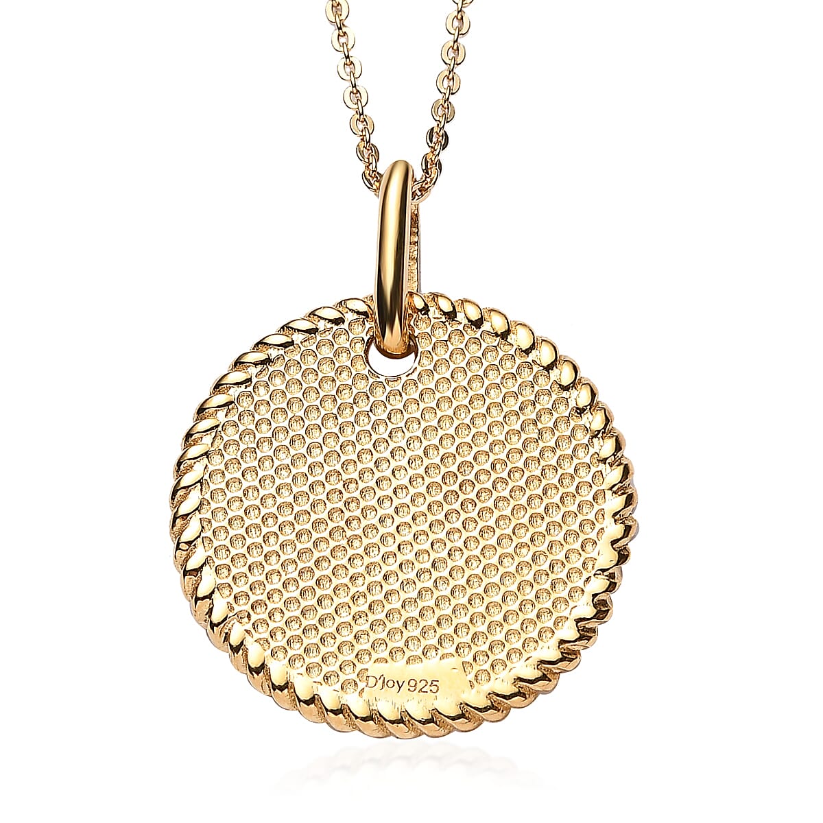 14K YG and Platinum Over Sterling Silver Medallion Coin Initial D Pendant Necklace (20 Inches) (5.60 g)