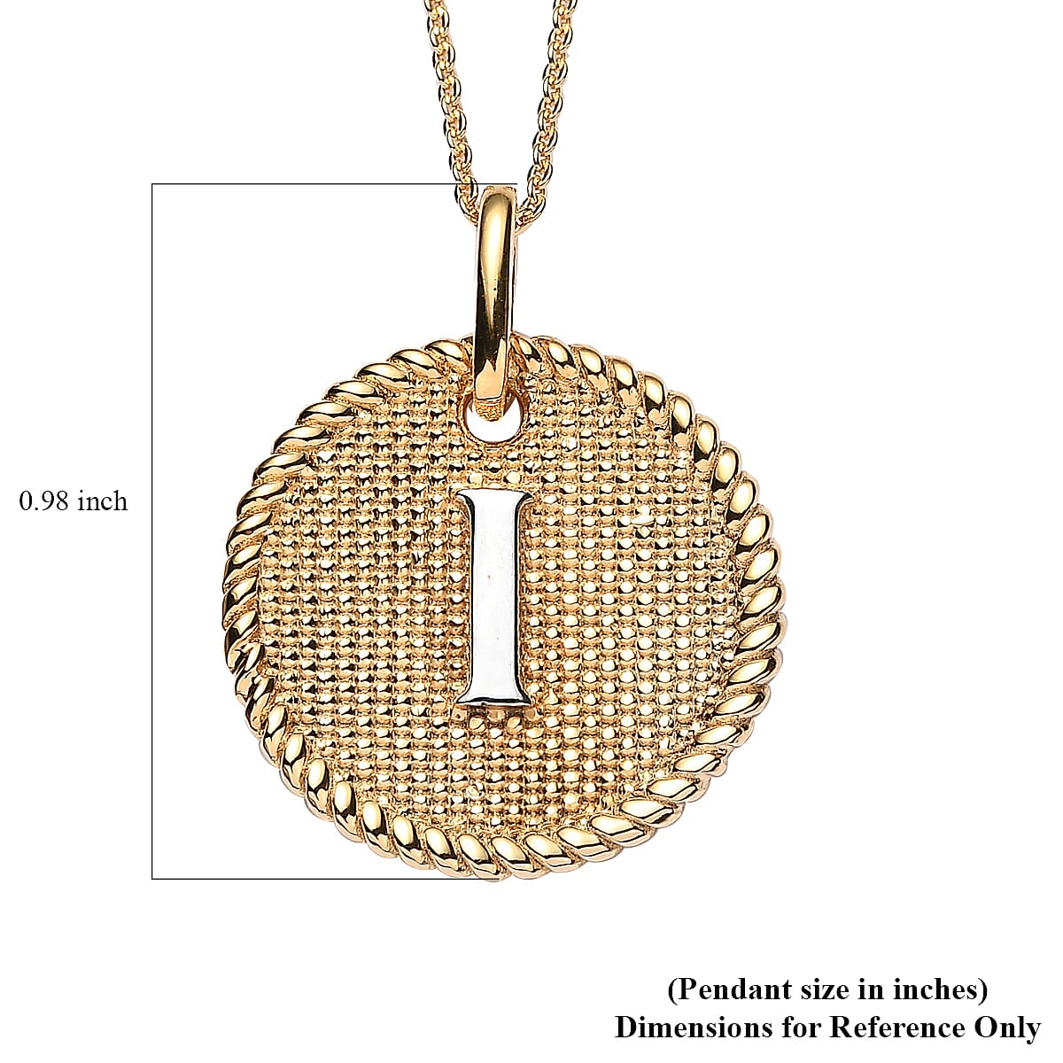 14K YG and Platinum Over Sterling Silver Medallion Coin Initial I Pendant Necklace (20 Inches) (5.60 g) image number 6