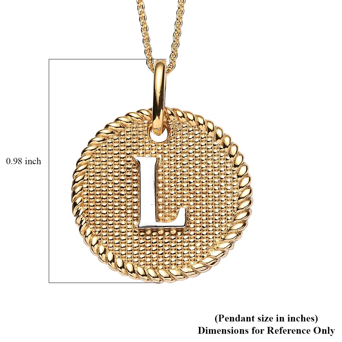 14K YG and Platinum Over Sterling Silver Medallion Coin Initial L Pendant Necklace (20 Inches) (5.50 g) image number 6
