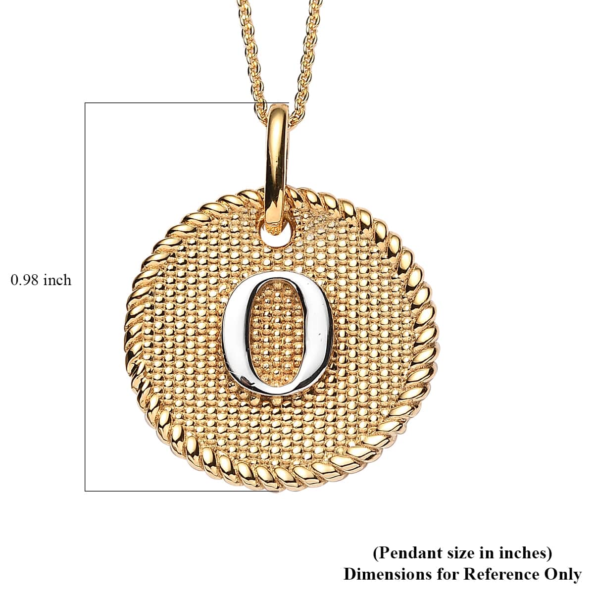 14K YG and Platinum Over Sterling Silver Medallion Coin Initial O Pendant Necklace (20 Inches) (5.60 g) image number 6