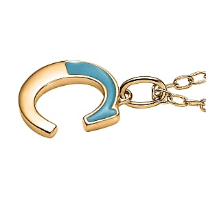 Vermeil Yellow Gold Over Sterling Silver Blue Enameled Initial C Paper Clip Chain Pendant Necklace 20 Inches 6 Grams