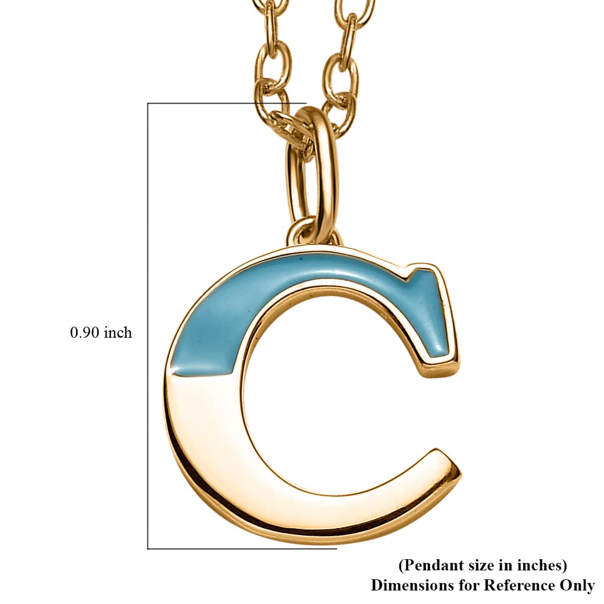 Vermeil Yellow Gold Over Sterling Silver Blue Enameled Initial C Paper Clip Chain Pendant Necklace 20 Inches 6 Grams image number 5