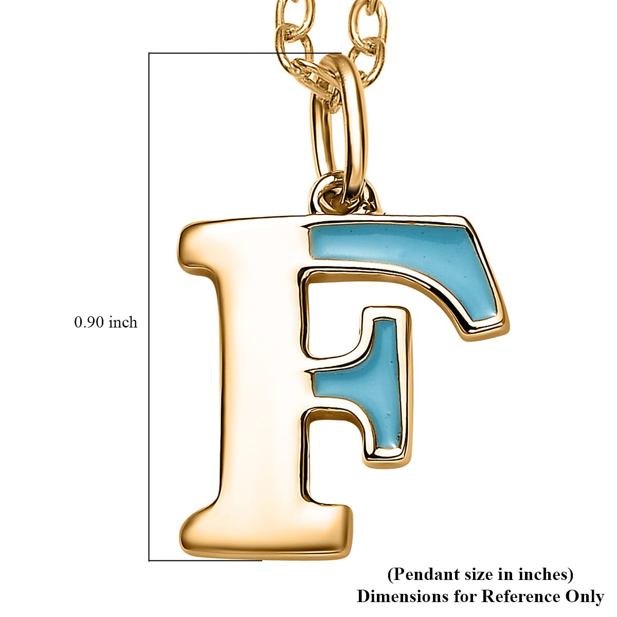 Vermeil Yellow Gold Over Sterling Silver Blue Enameled Initial F Paper Clip Chain Pendant Necklace 20 Inches 5 Grams image number 5
