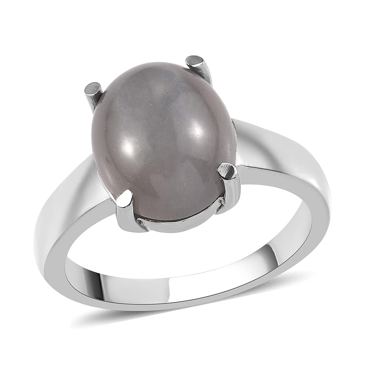 Titanium Moonstone Solitaire Ring (Size 9.0) and Pendant Necklace (20 Inches) in Stainless Steel 8.15 ctw , Tarnish-Free, Waterproof, Sweat Proof Jewelry image number 3