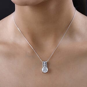 120 Facets Moissanite Pendant Necklace 20 Inches in Platinum Over Sterling Silver 3.85 ctw