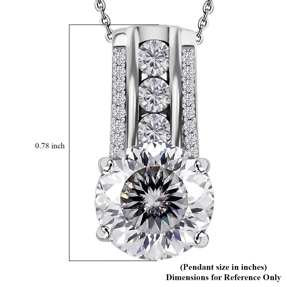 120 Facets Moissanite Pendant Necklace 20 Inches in Platinum Over Sterling Silver 3.85 ctw image number 6