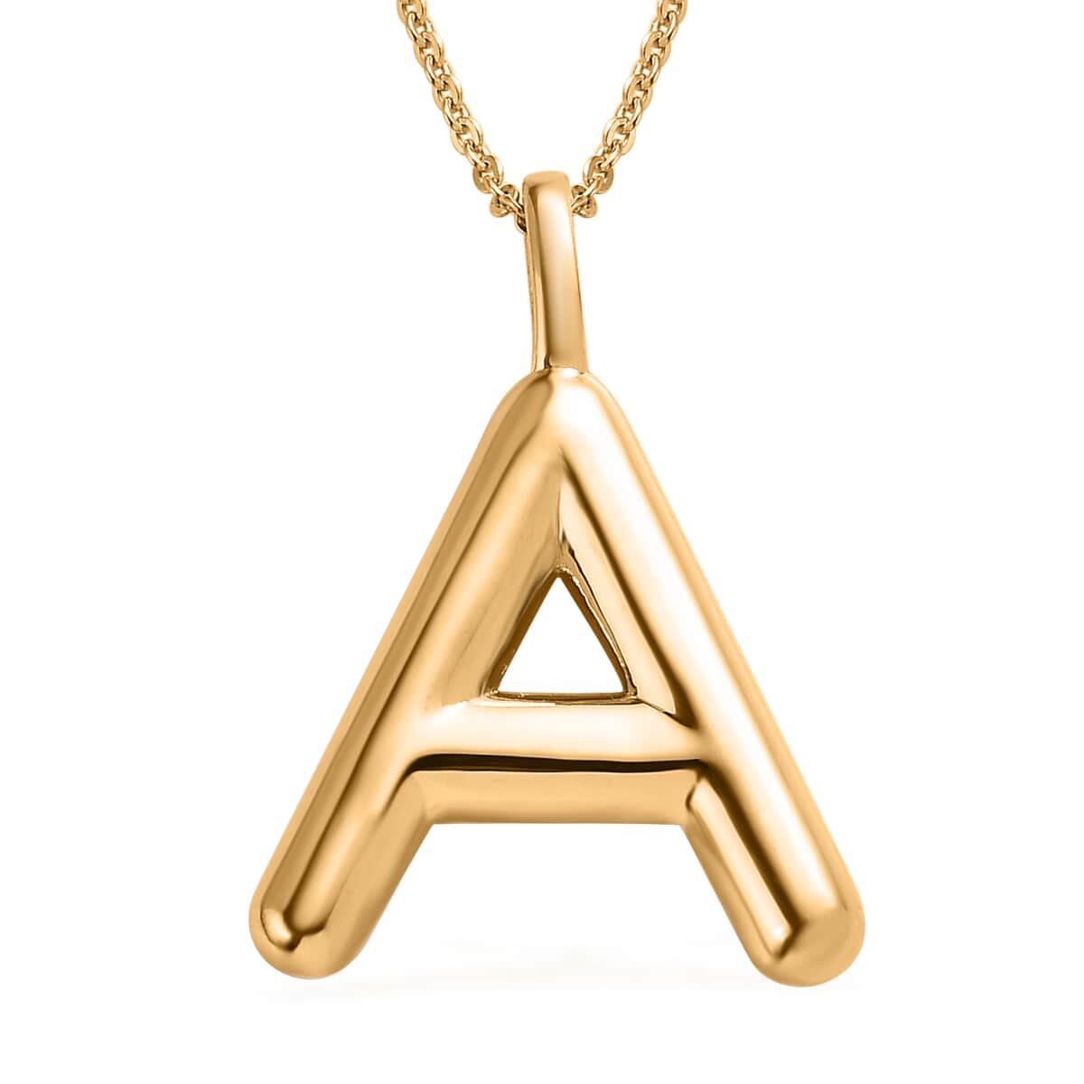 Vermeil Yellow Gold Over Sterling Silver Initial A Pendant Necklace 20 Inches 6.65 Grams image number 0