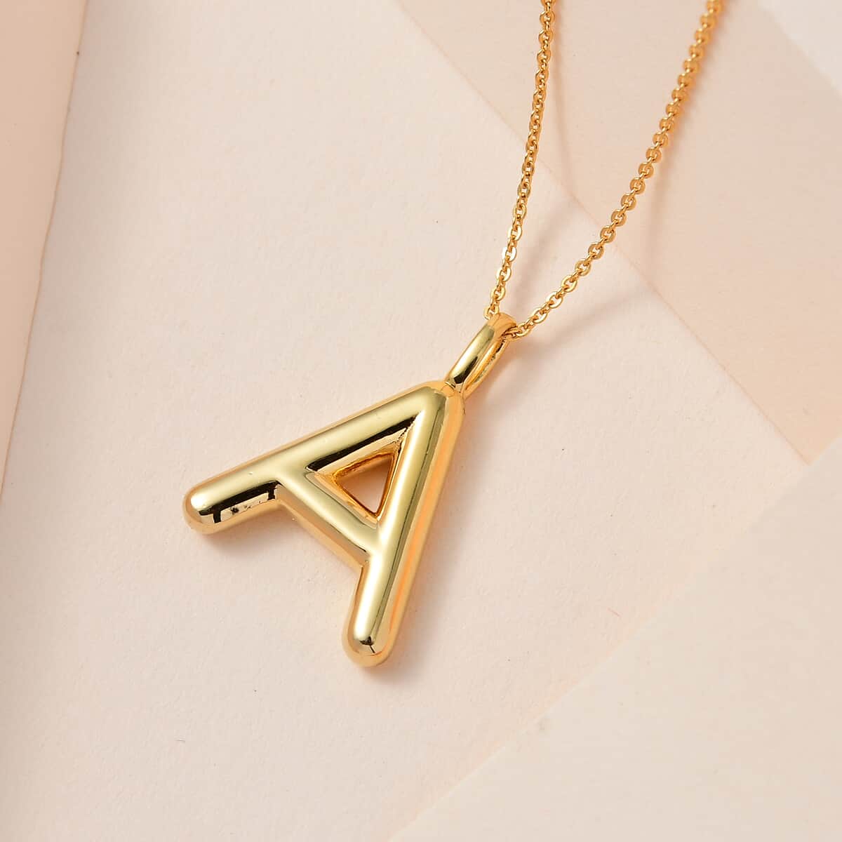Vermeil Yellow Gold Over Sterling Silver Initial A Pendant Necklace 20 Inches 6.65 Grams image number 1