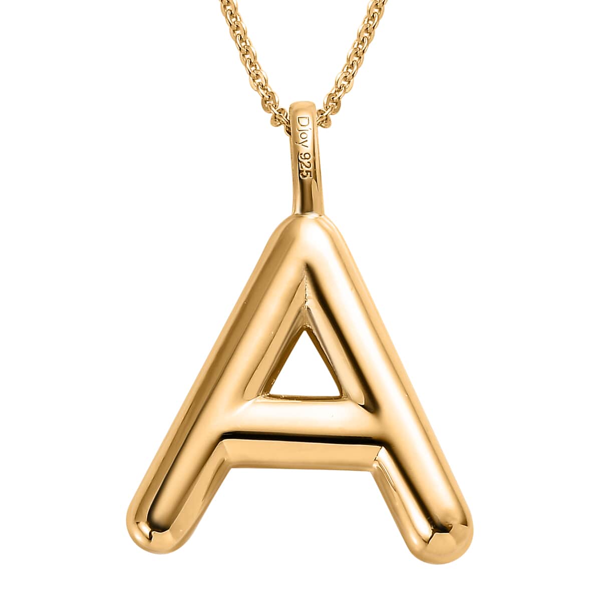 Vermeil Yellow Gold Over Sterling Silver Initial A Pendant Necklace 20 Inches 6.65 Grams image number 4