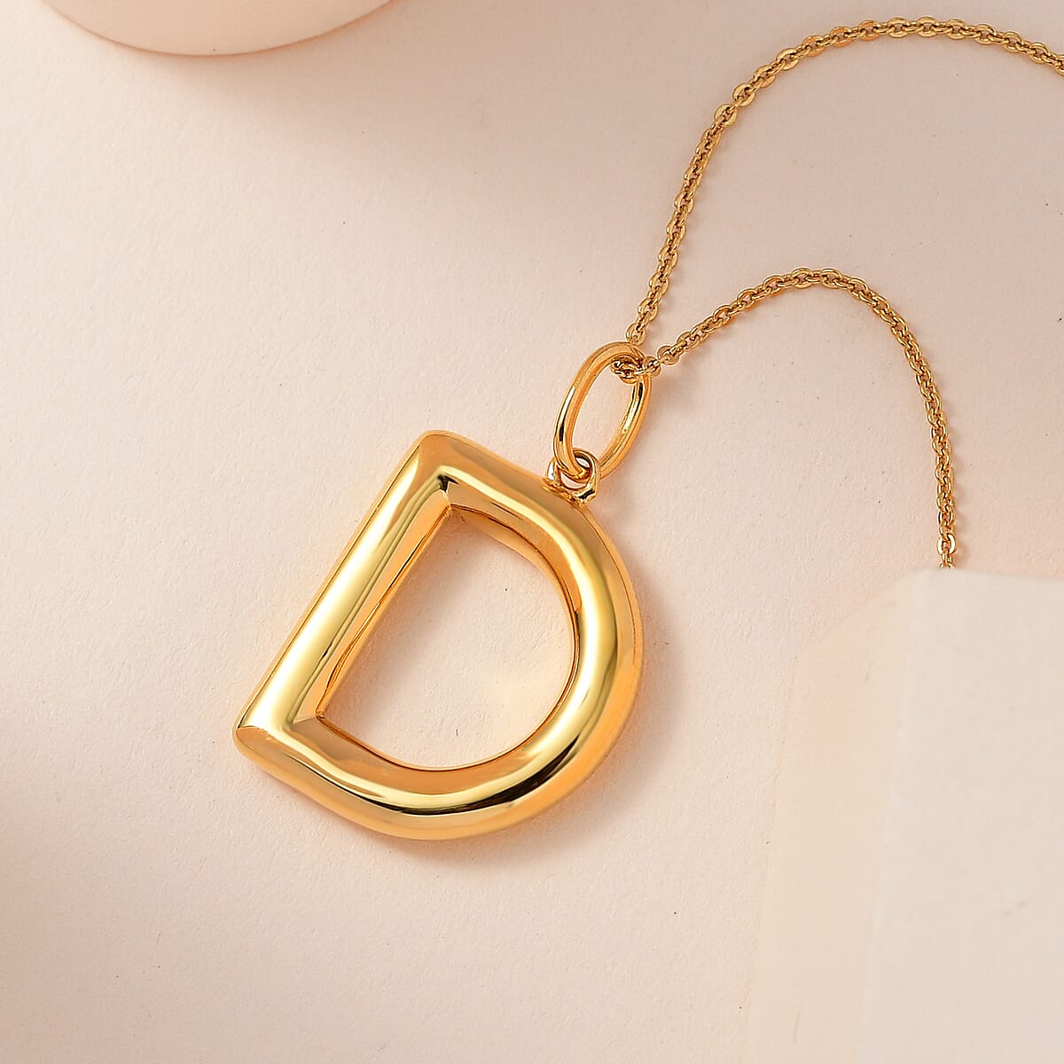 Vermeil Yellow Gold Over Sterling Silver Bubble Initial D Pendant Necklace 20 Inches 5.65 Grams image number 1