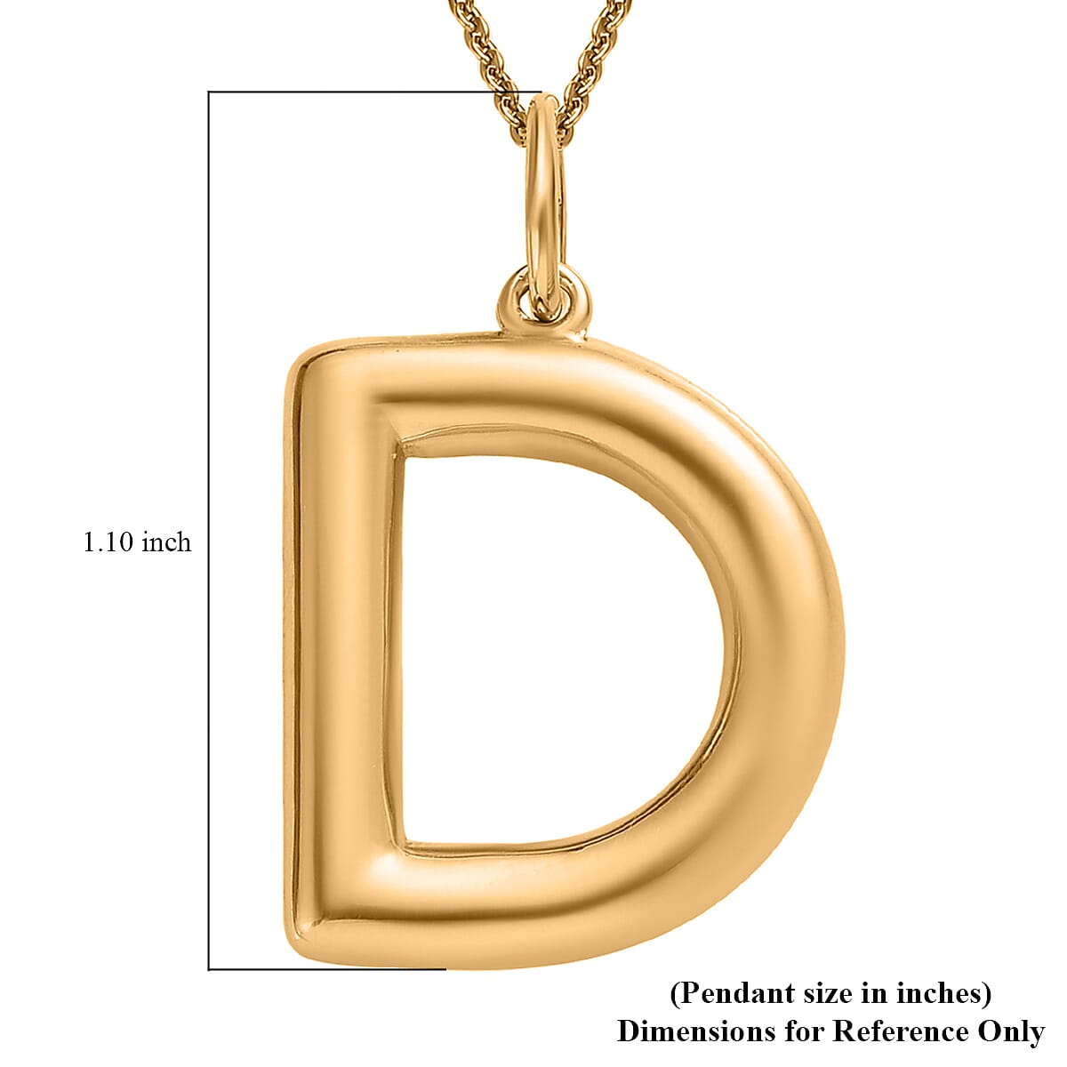 Vermeil Yellow Gold Over Sterling Silver Bubble Initial D Pendant Necklace 20 Inches 5.65 Grams image number 6