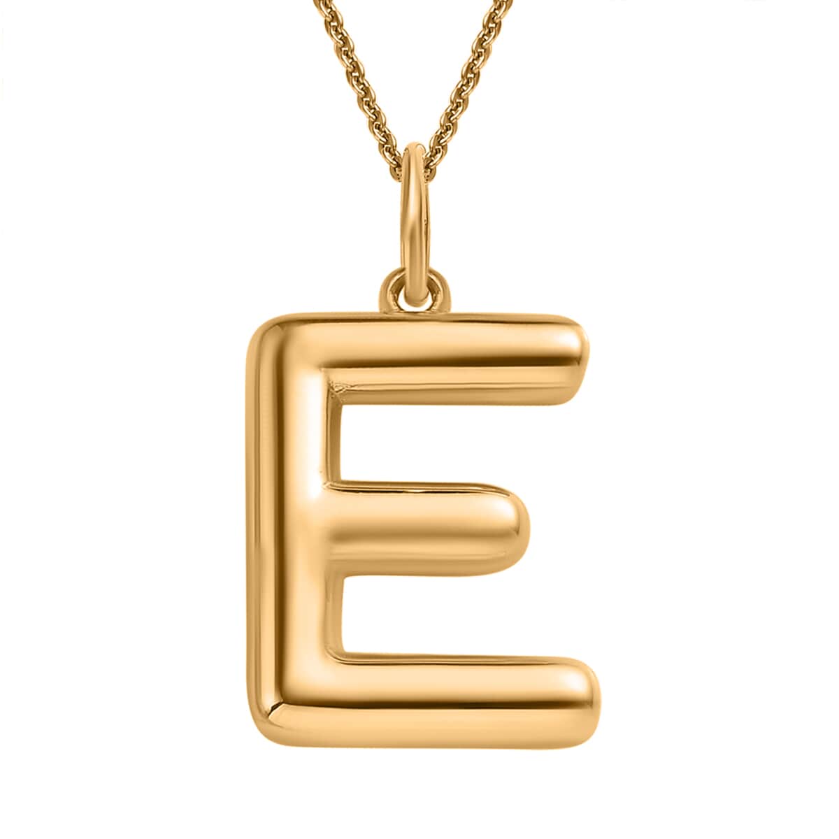 Vermeil Yellow Gold Over Sterling Silver Initial E Pendant Necklace 20 Inches 7.10 Grams image number 0