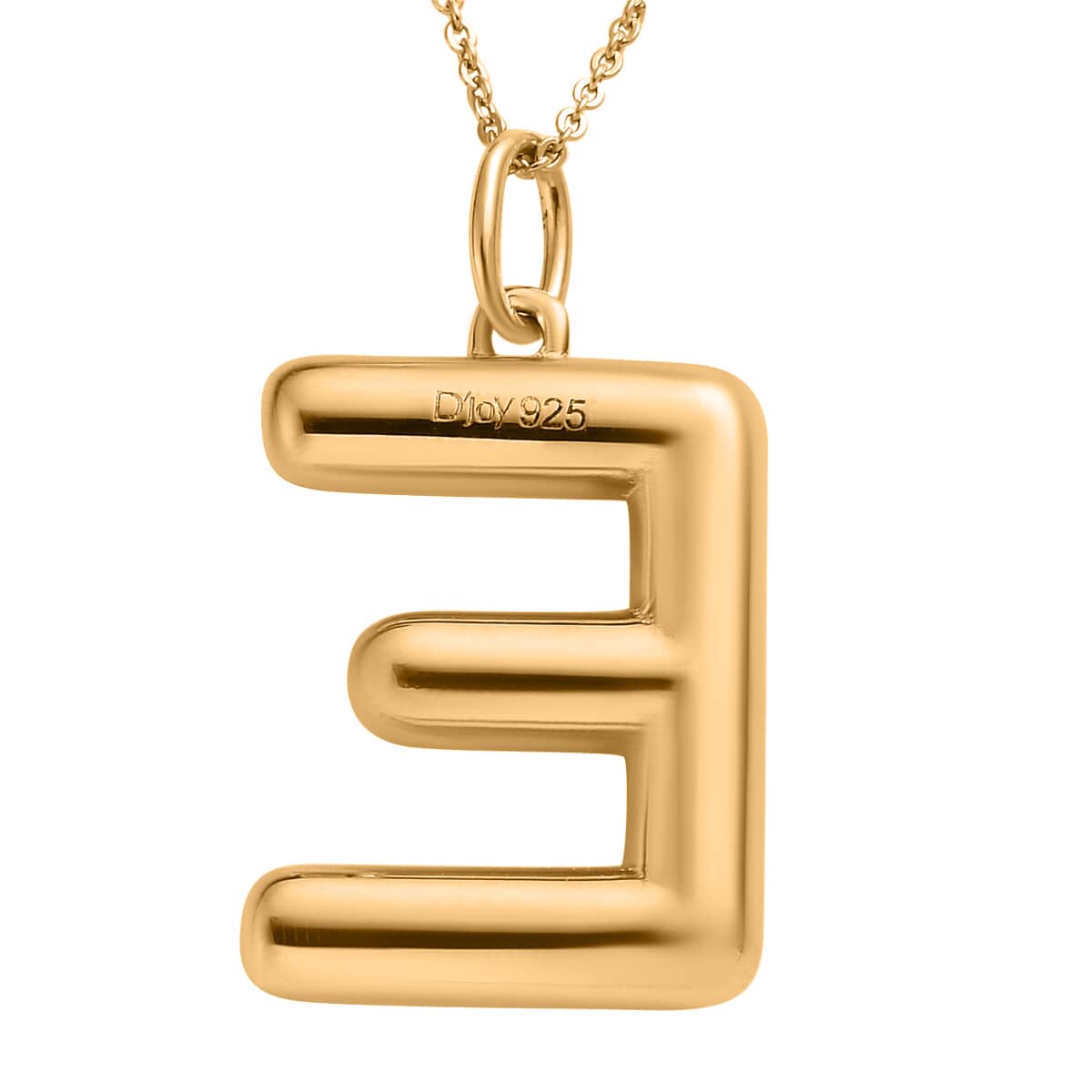 Vermeil Yellow Gold Over Sterling Silver Initial E Pendant Necklace 20 Inches 7.10 Grams image number 4