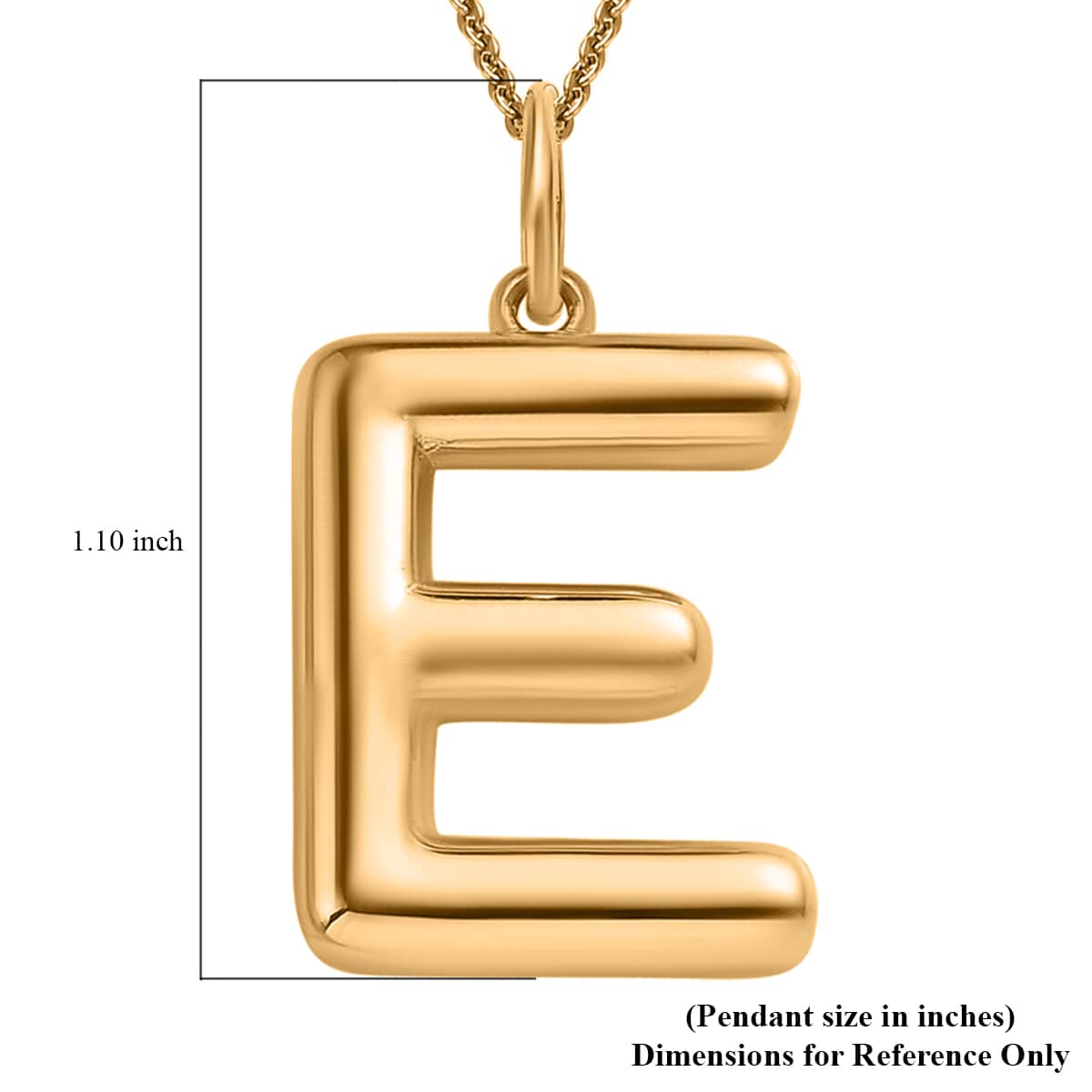 Vermeil Yellow Gold Over Sterling Silver Initial E Pendant Necklace 20 Inches 7.10 Grams image number 6