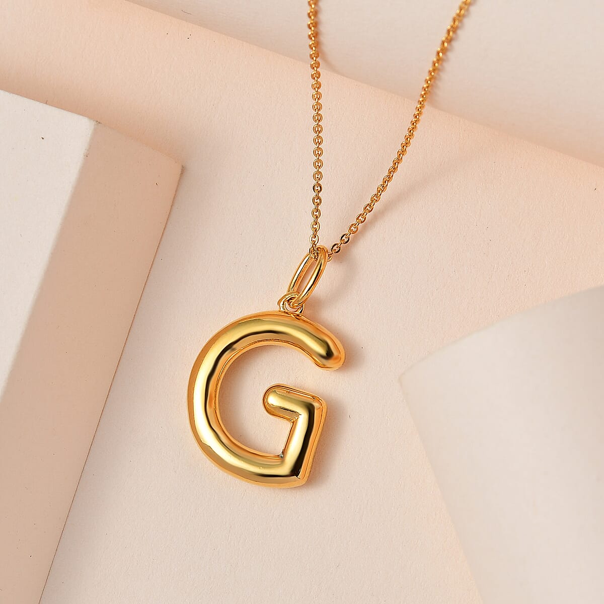 Vermeil Yellow Gold Over Sterling Silver Initial G Pendant Necklace 20 Inches 7.10 Grams image number 1