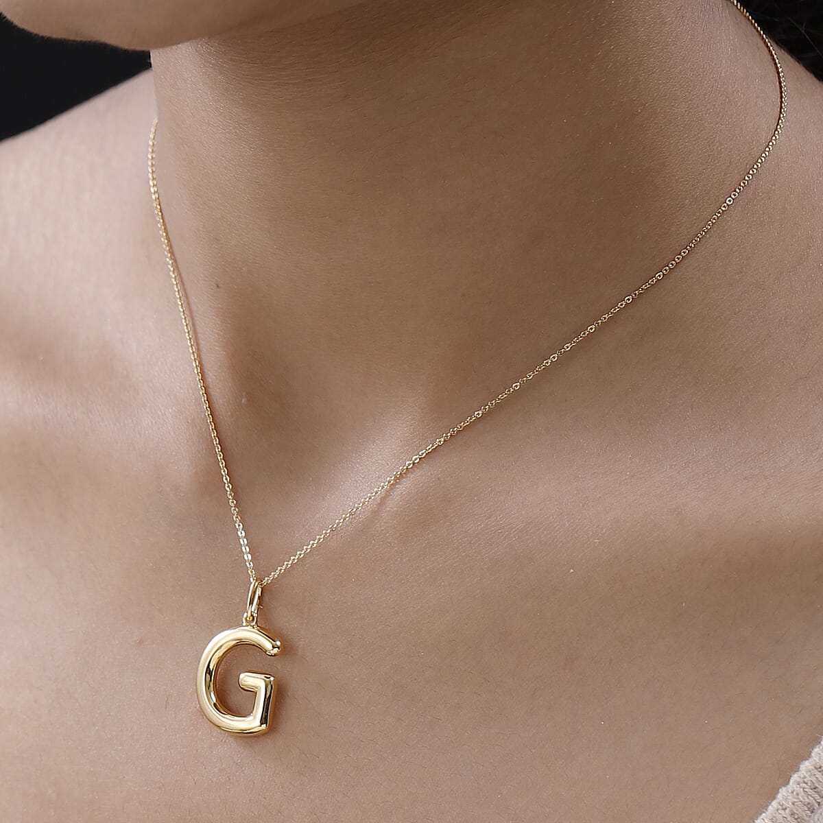 Vermeil Yellow Gold Over Sterling Silver Initial G Pendant Necklace 20 Inches 7.10 Grams image number 2