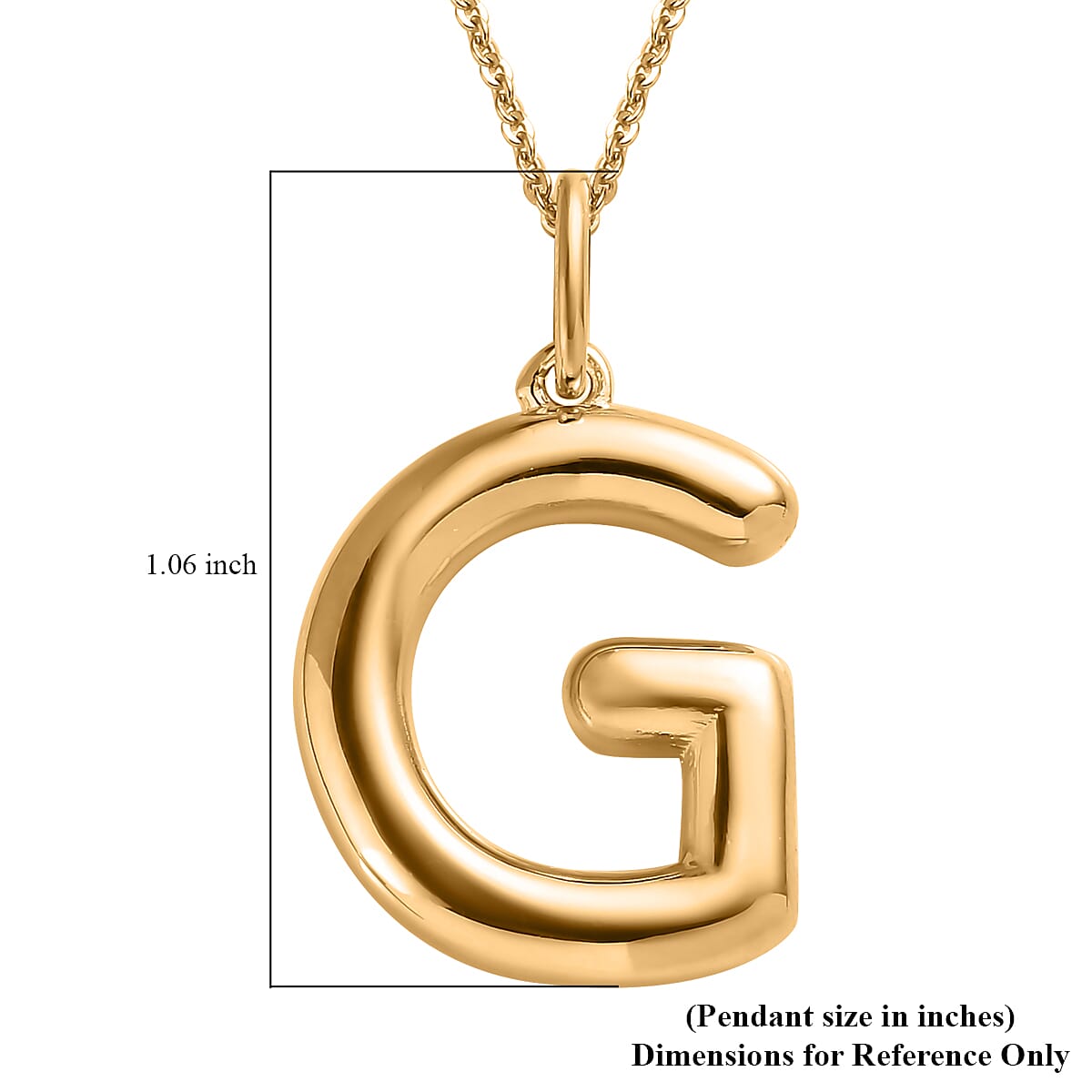 Vermeil Yellow Gold Over Sterling Silver Initial G Pendant Necklace 20 Inches 7.10 Grams image number 6
