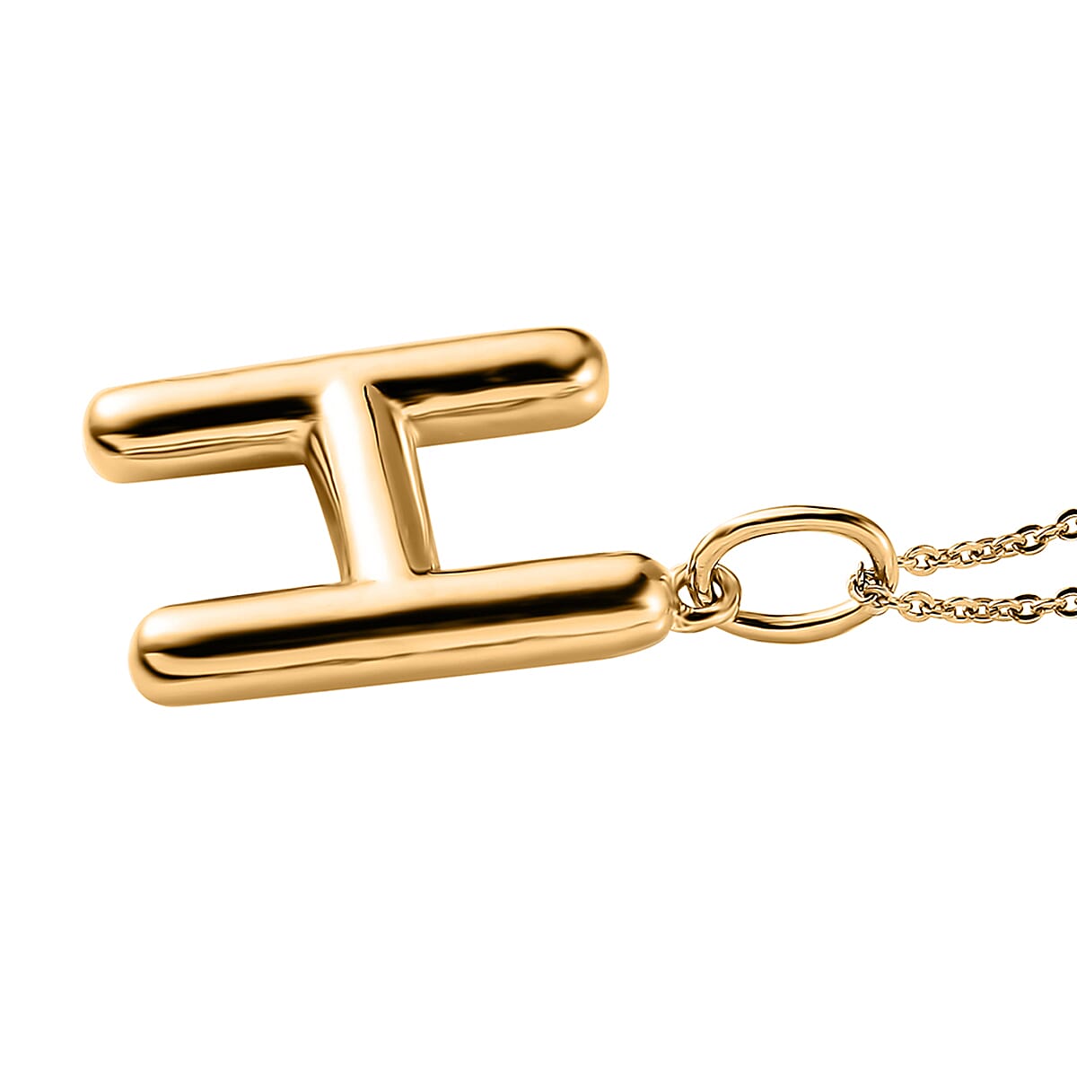 Vermeil Yellow Gold Over Sterling Silver Initial H Pendant Necklace 20 Inches 7 Grams image number 3