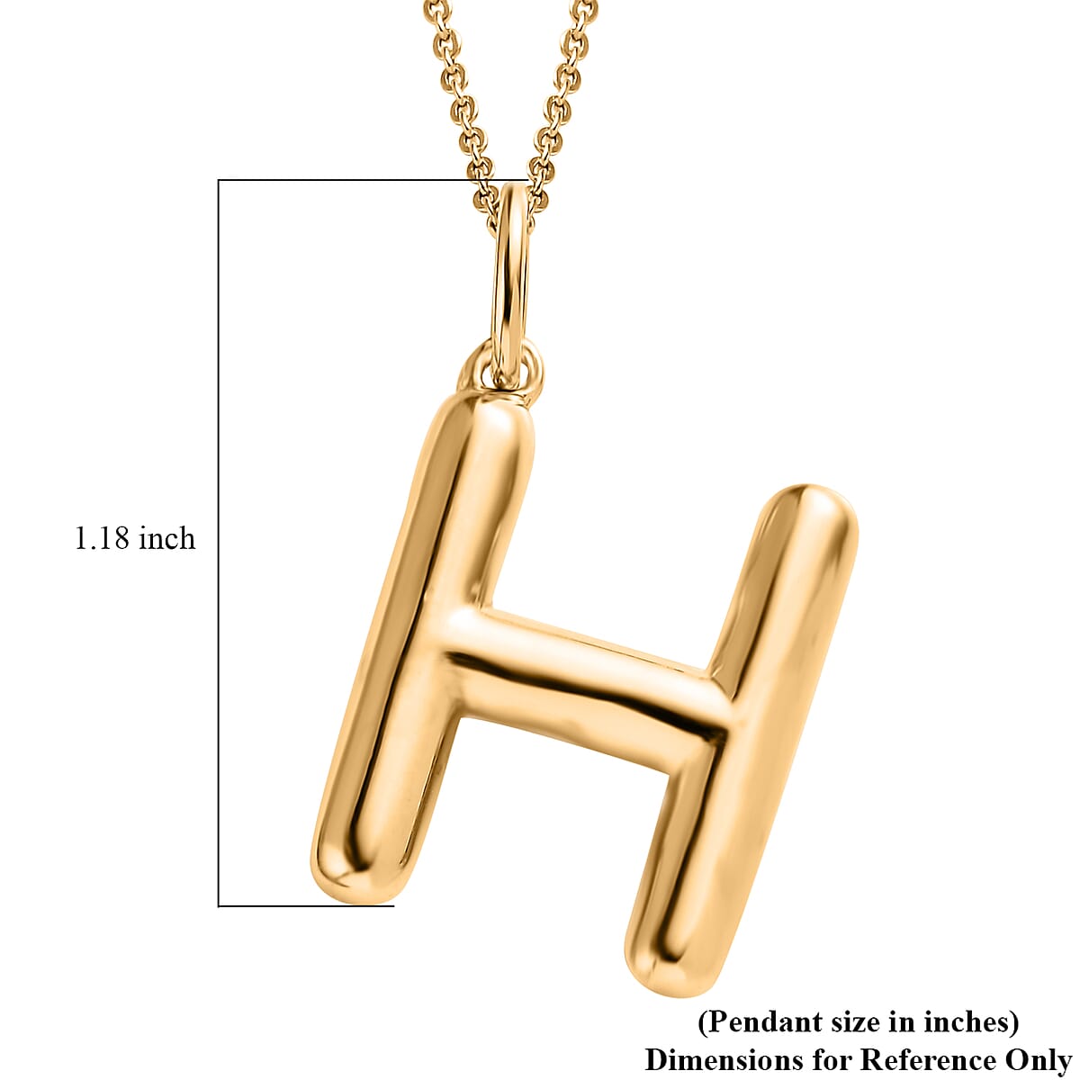 Vermeil Yellow Gold Over Sterling Silver Initial H Pendant Necklace 20 Inches 7 Grams image number 6