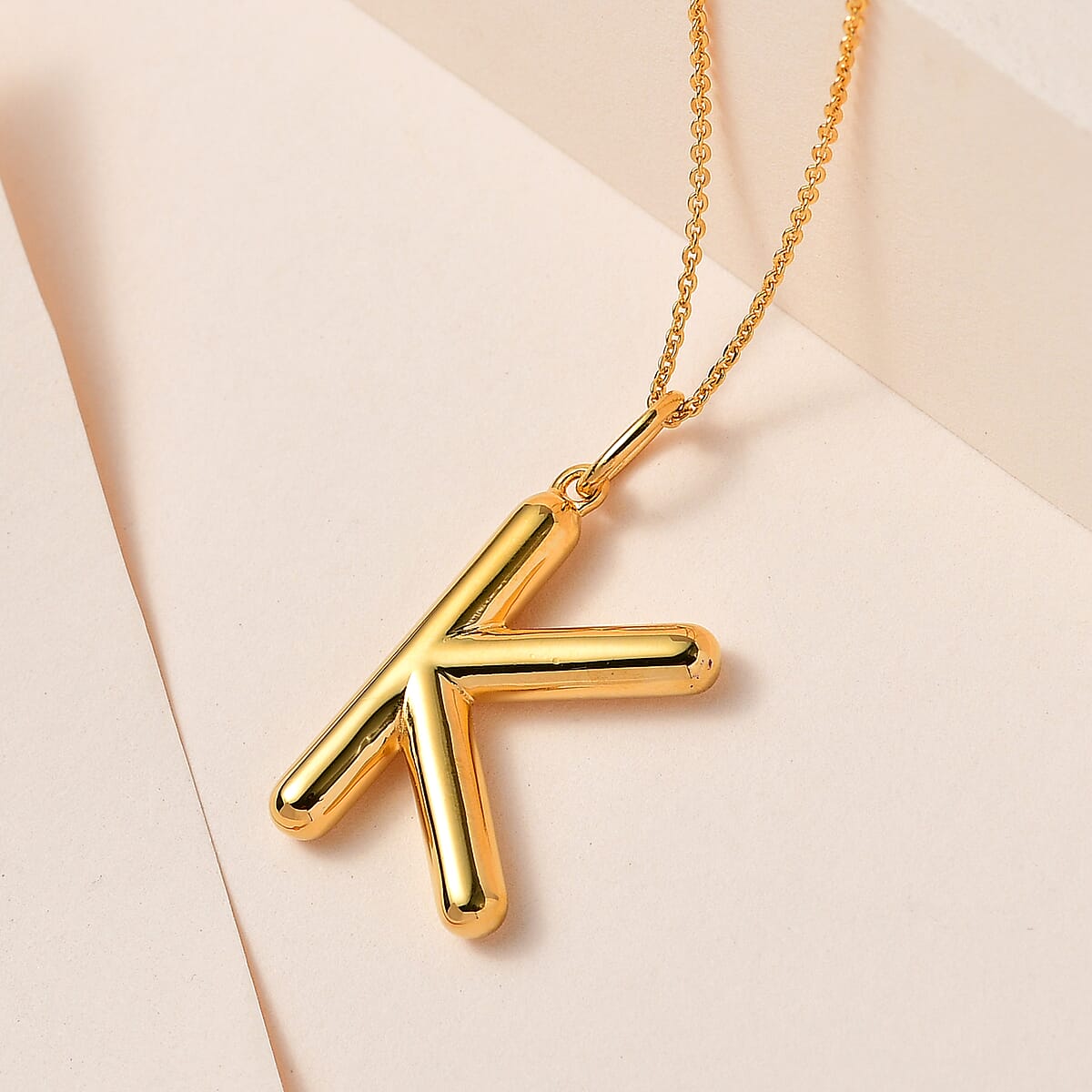 Buy Vermeil YG Over Sterling Silver Initial K Pendant Necklace (20 ...