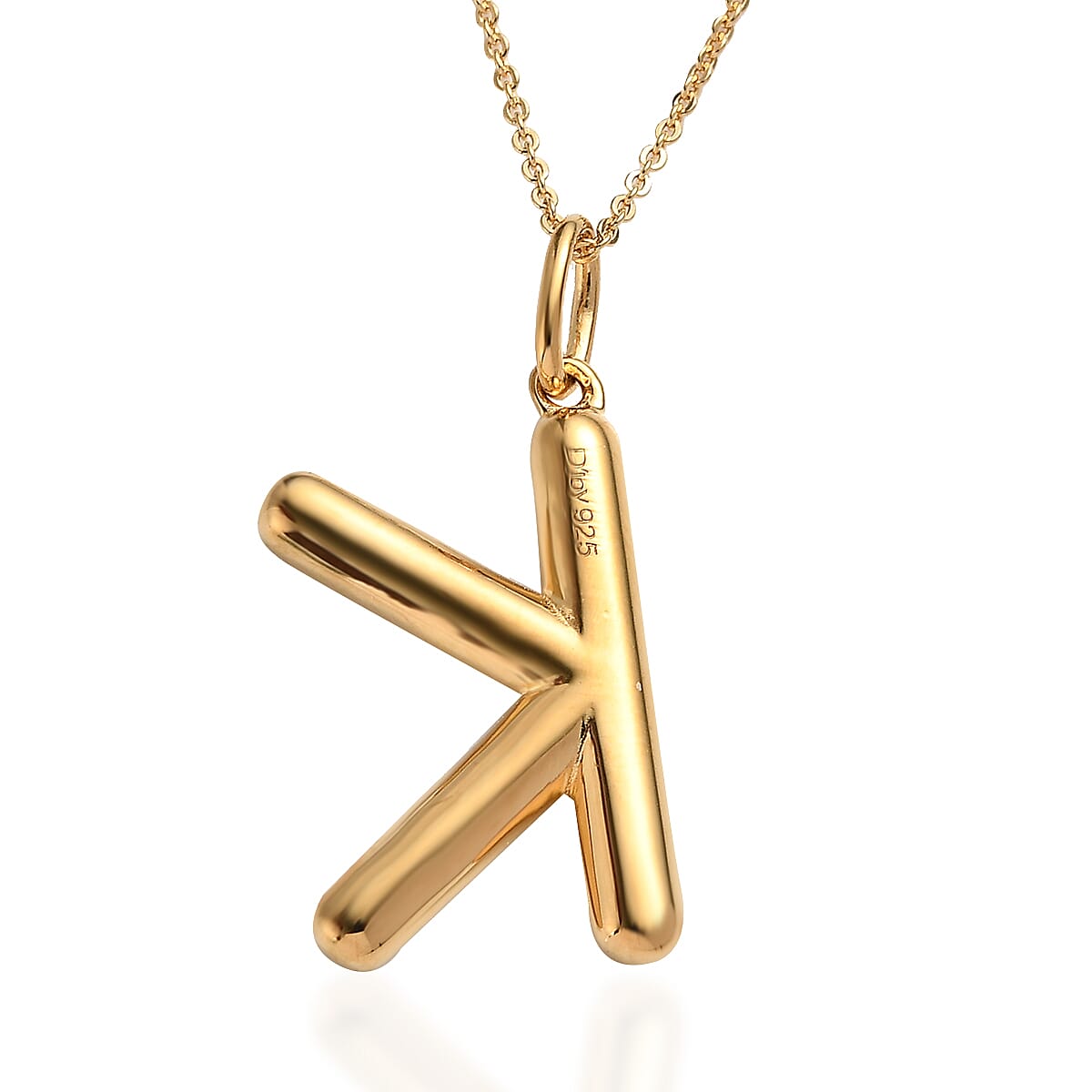 Buy Vermeil YG Over Sterling Silver Initial K Pendant Necklace (20 ...