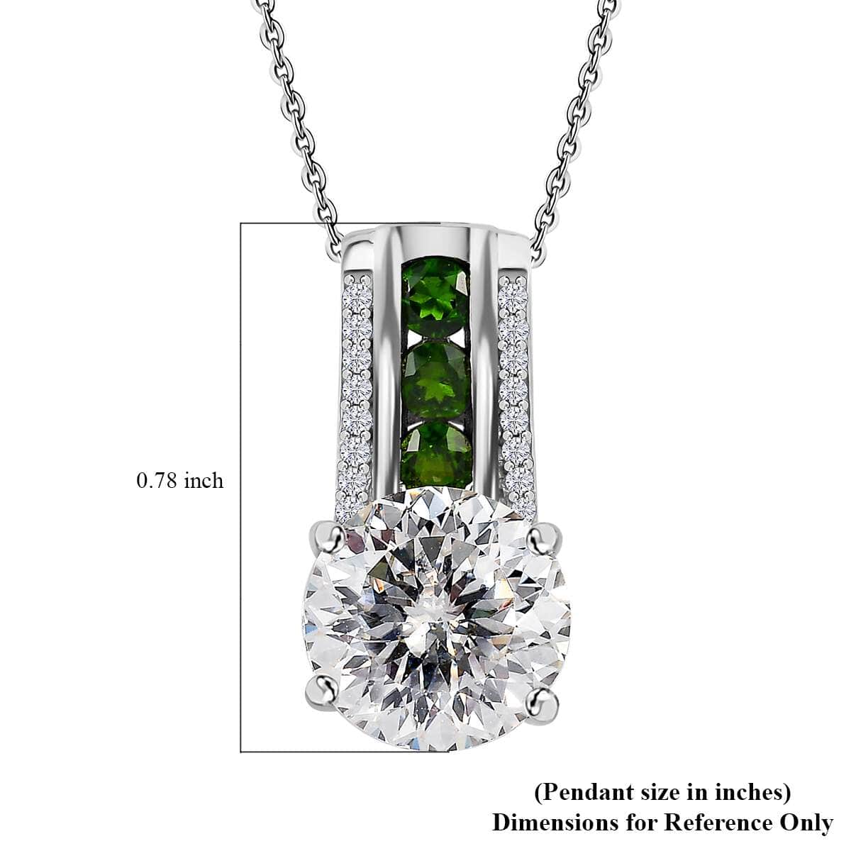 120 Facets Moissanite and Chrome Diopside Pendant Necklace 20 Inches in Platinum Over Sterling Silver 3.85 ctw image number 6