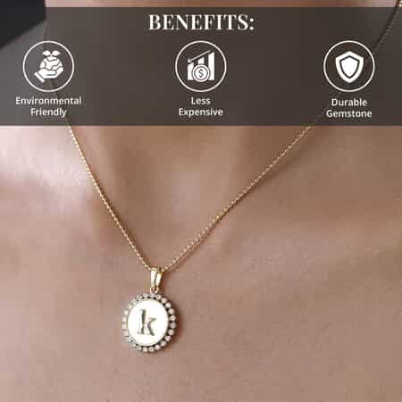 Engraved Initial Bike Lock Charm Necklace - Gold Vermeil