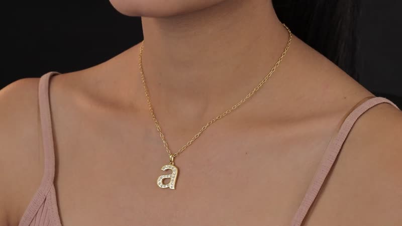 Moissanite Initial A Pendant with Paper Clip Chain 20 Inches in Vermeil Yellow Gold Over Sterling Silver 0.25 ctw