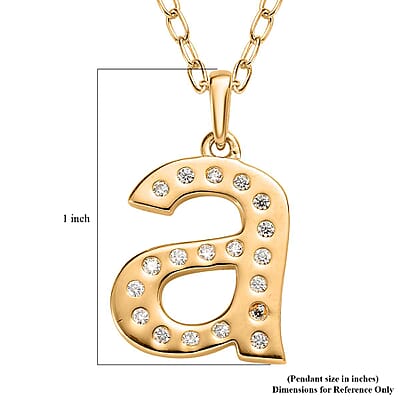Moissanite Initial A Pendant with Cable Chain 20 Inches in Vermeil Yellow Gold Over Sterling Silver 0.25 ctw