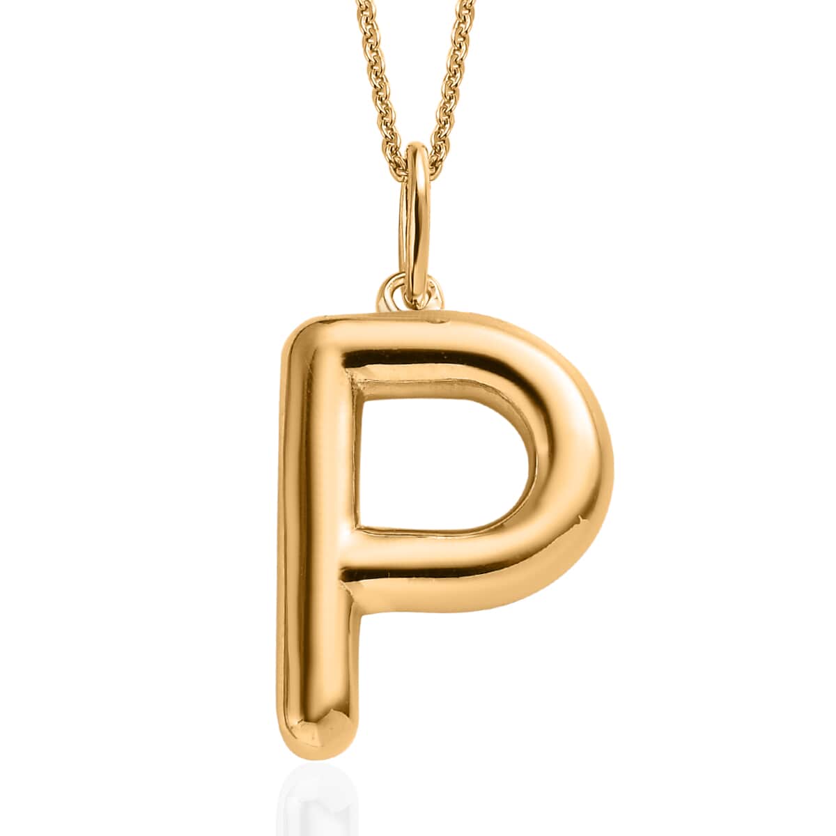 Vermeil YG Over Sterling Silver Initial P Pendant Necklace 20 Inches 6.75 Grams image number 0