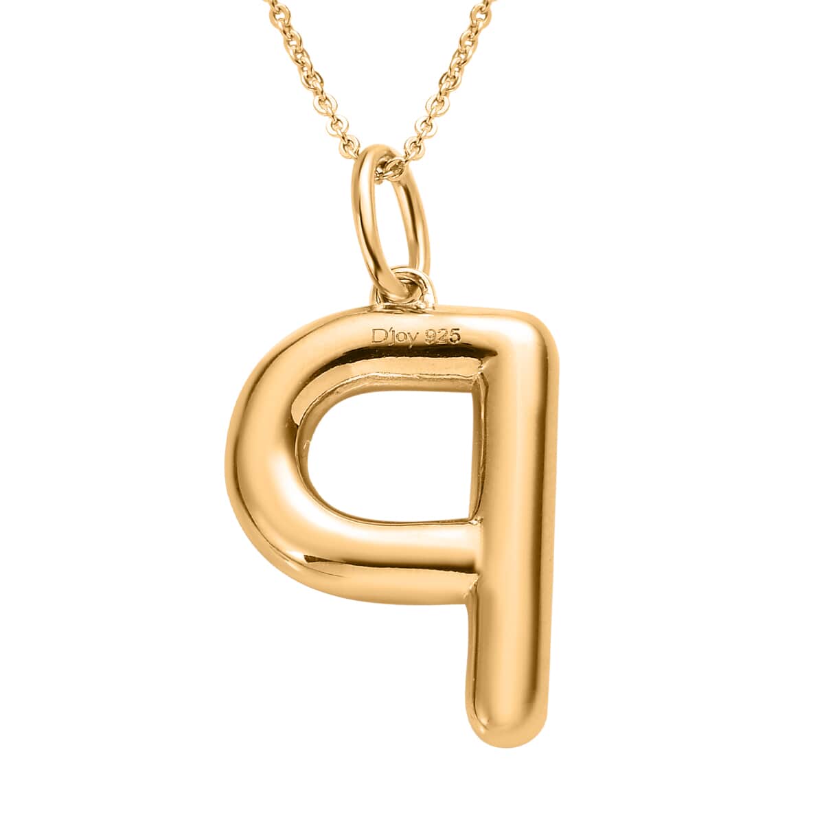 Vermeil YG Over Sterling Silver Initial P Pendant Necklace 20 Inches 6.75 Grams image number 4