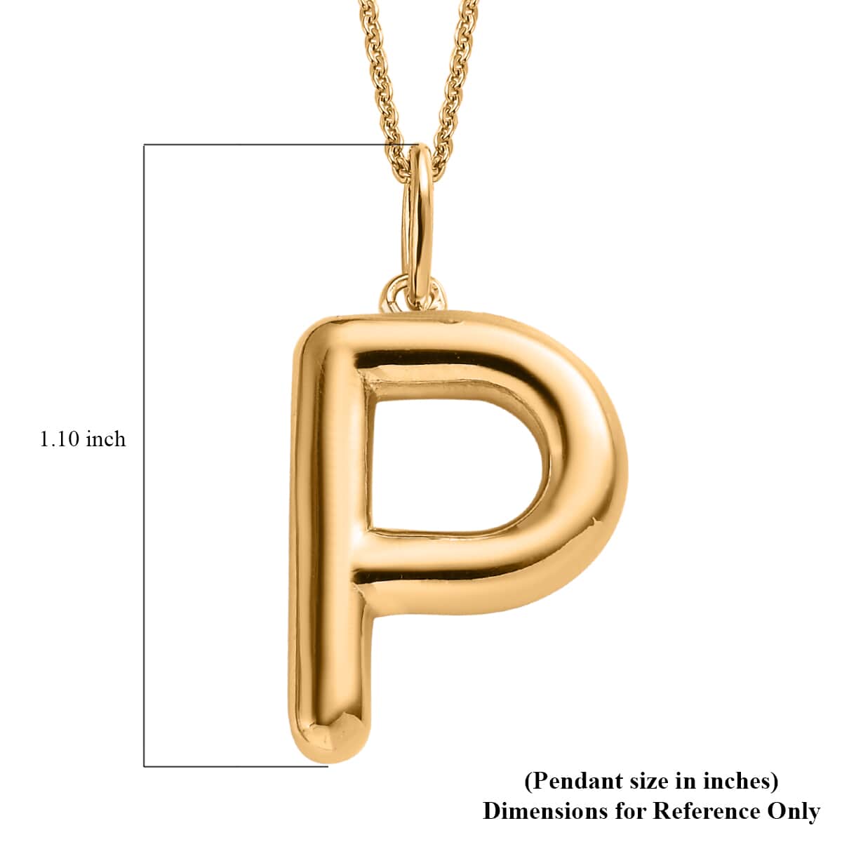 Vermeil YG Over Sterling Silver Initial P Pendant Necklace 20 Inches 6.75 Grams image number 6