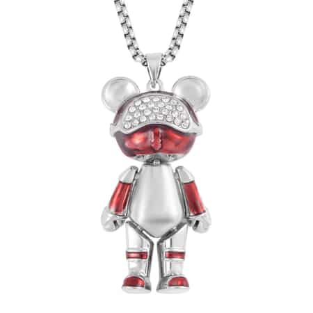 Buy Austrian Crystal, Enameled Bear Pendant Necklace 28 Inches in  Silvertone & Stainless Steel at