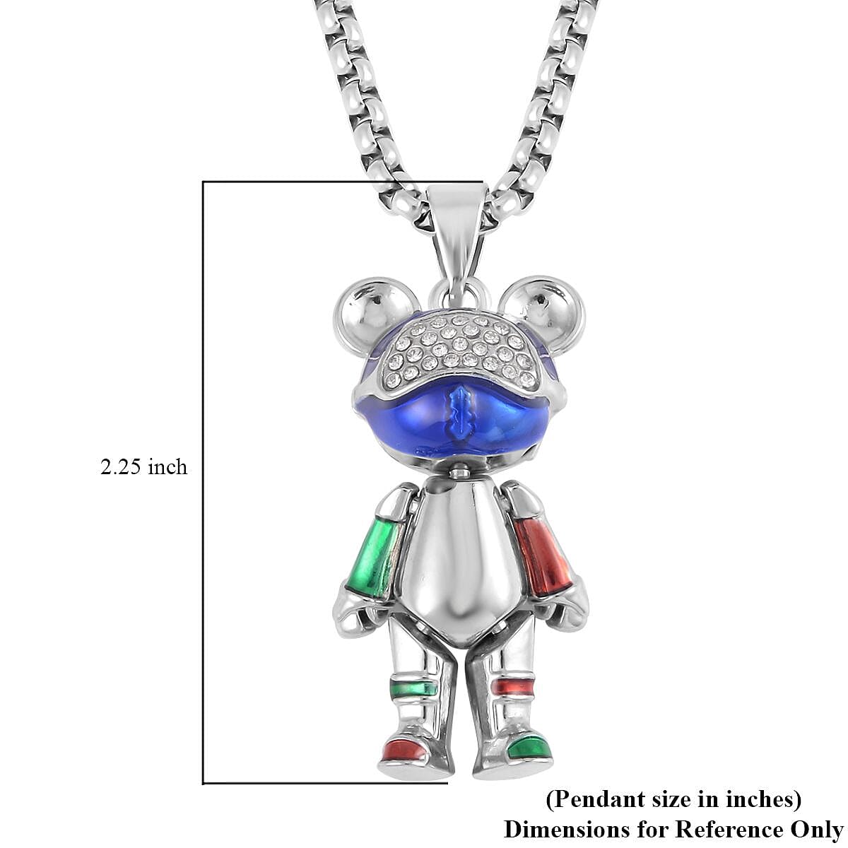 Austrian Crystal and Enameled Bear Pendant in Silvertone with Stainless Steel Necklace 28 Inches image number 4