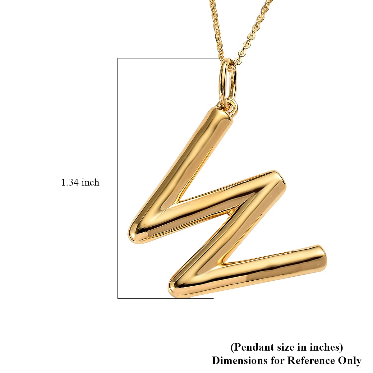 Vermeil Yellow Gold Over Sterling Silver Initial W Pendant Necklace 20 Inches 10.20 Grams image number 6