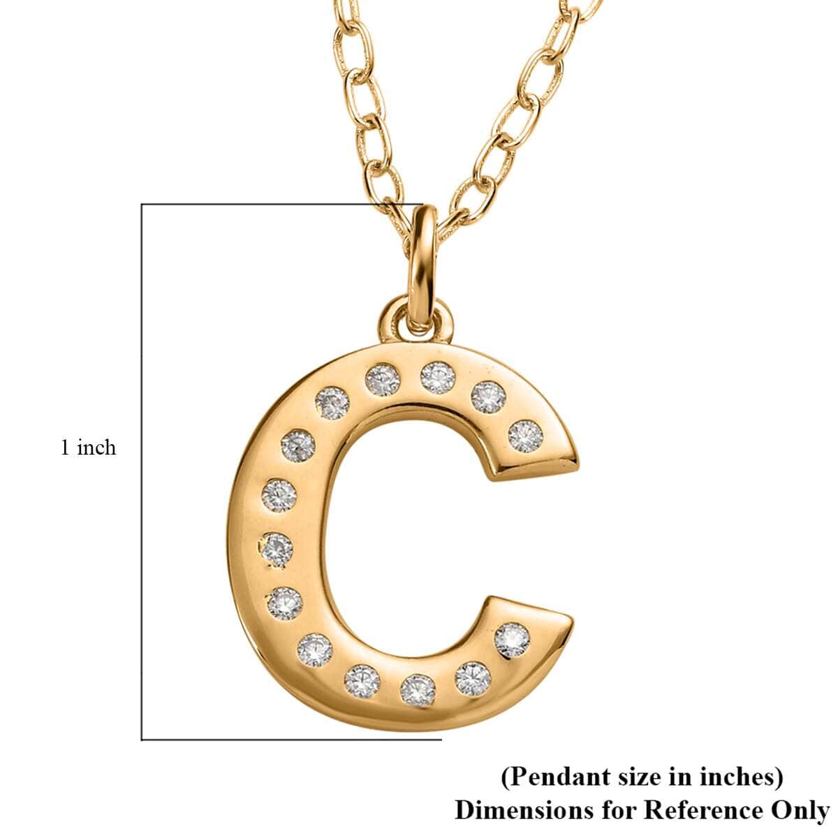 Moissanite Initial C Pendant with Cable Chain 20 Inches in Vermeil Yellow Gold Over Sterling Silver 0.20 ctw image number 5