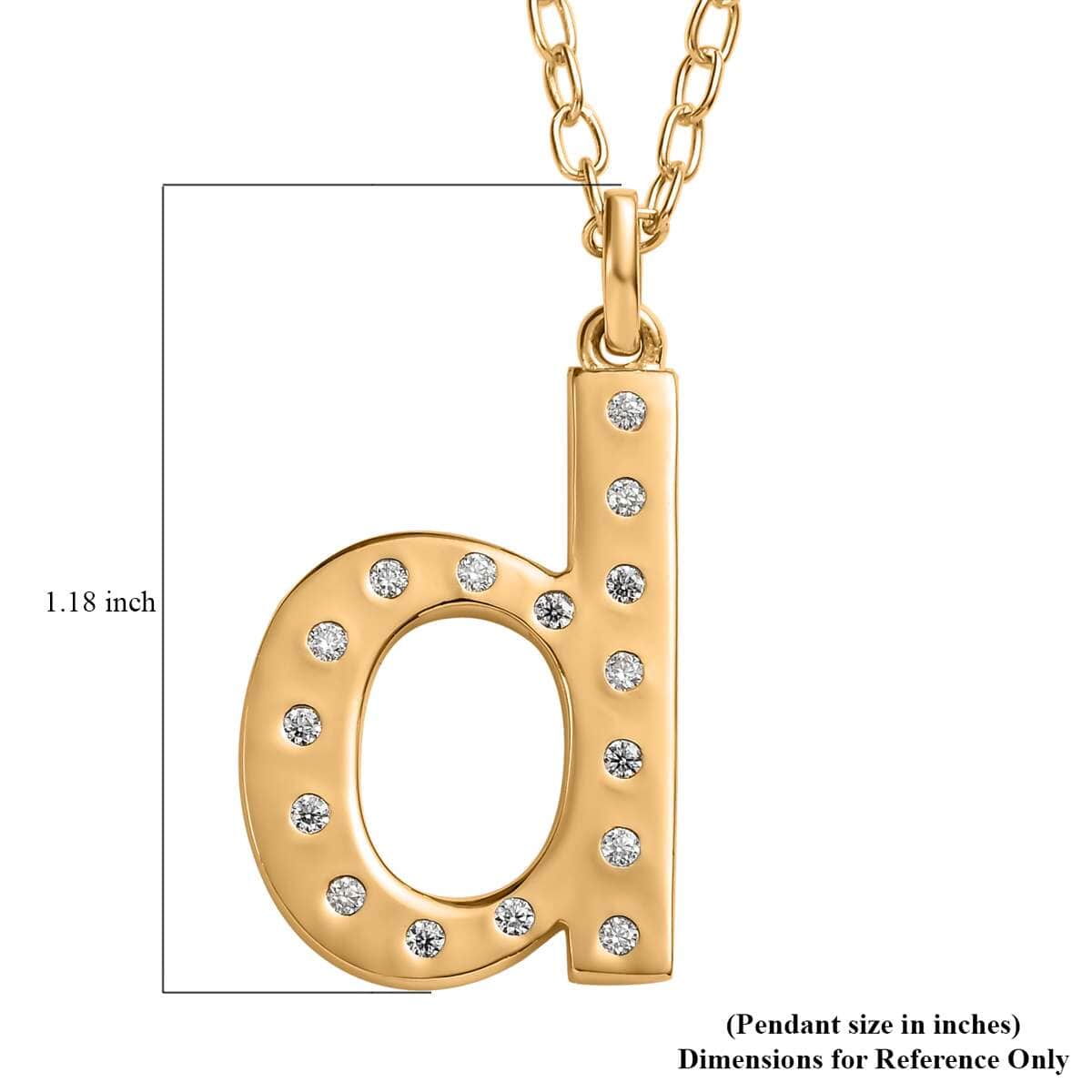 Moissanite Initial D Pendant with Cable Chain 20 Inches in Vermeil Yellow Gold Over Sterling Silver 0.20 ctw image number 5
